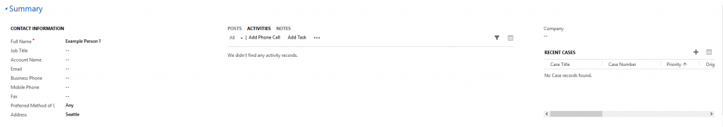 "Example Person 1" contact with no account